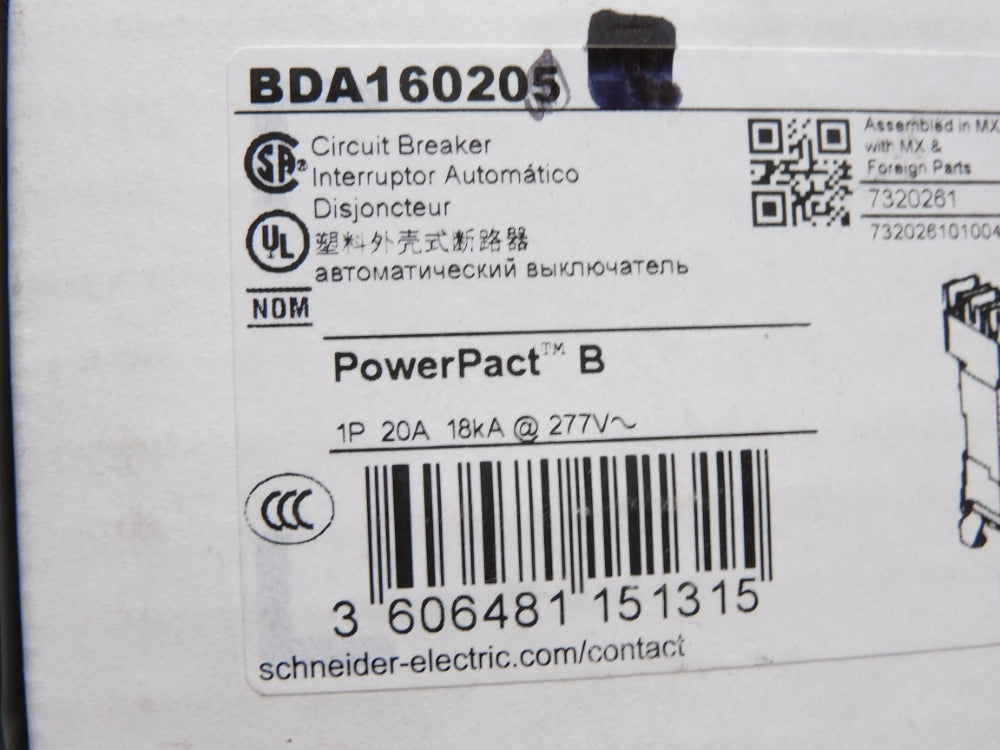 SQUARE D BDA160205 277V 20A NSMP
