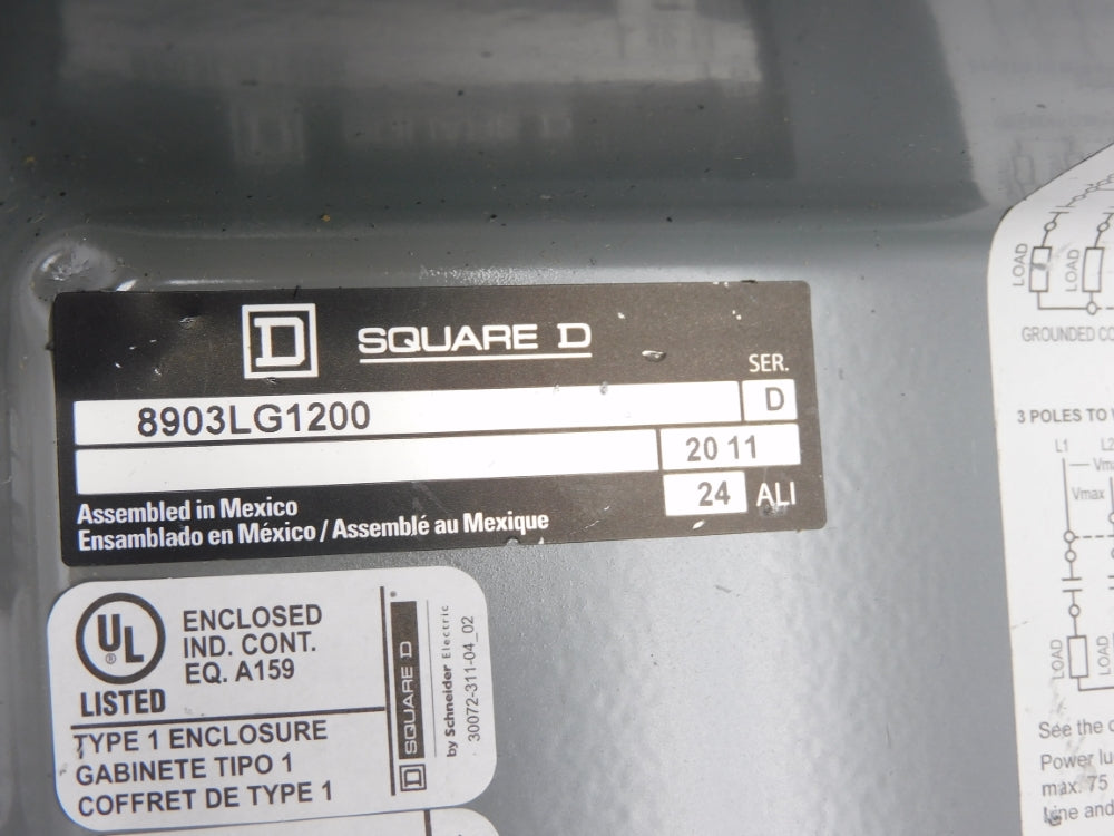 SQUARE D 8903LG1200V02 SER. D 120/110V (AS PICTURED) NSMP