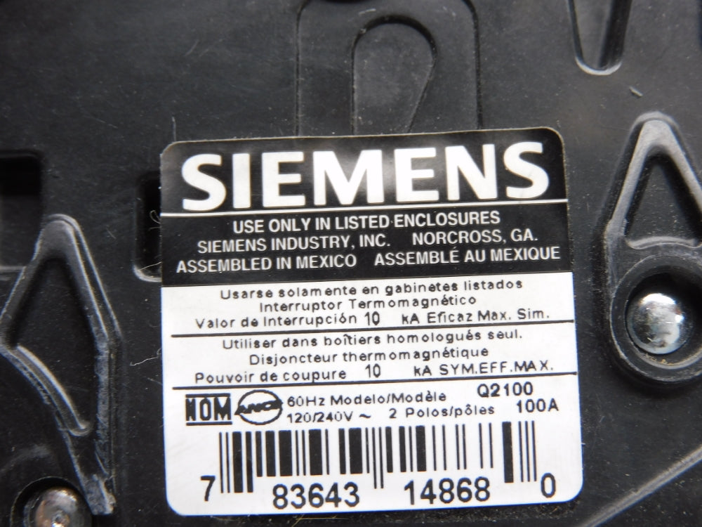 SIEMENS Q2100 120/240V 100A NSNP