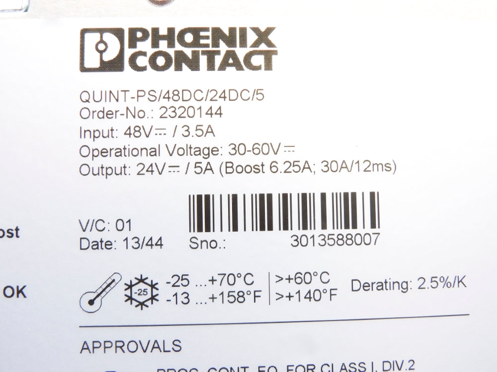 PHOENIX CONTACT QUINT-PS/48DC/24DC/5 2320144 NSNP