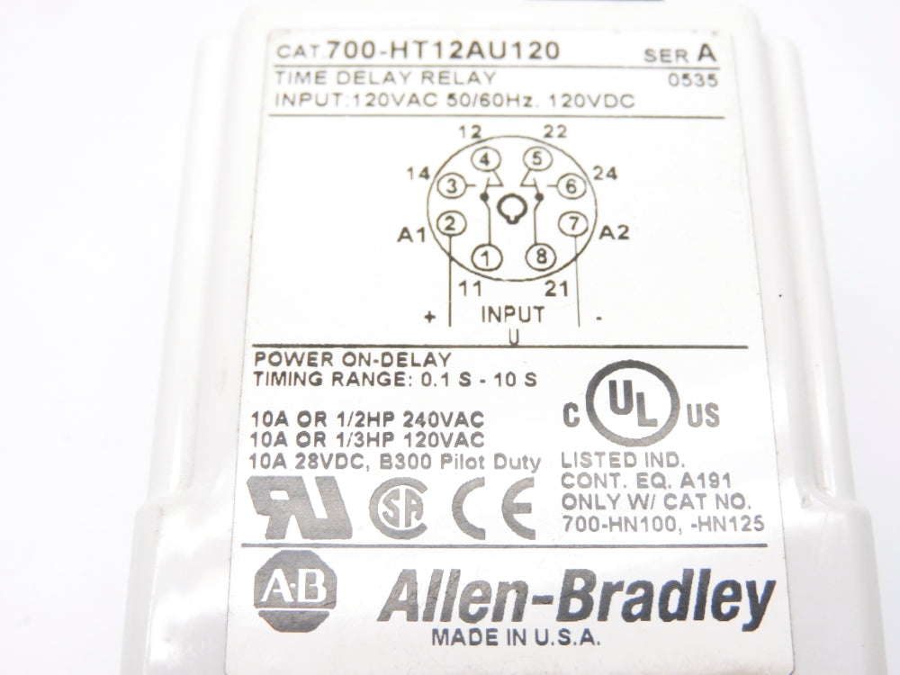 ALLEN BRADLEY 700-HT12AU120 SER. A 120VAC/DC 0.1S-10S NSNP