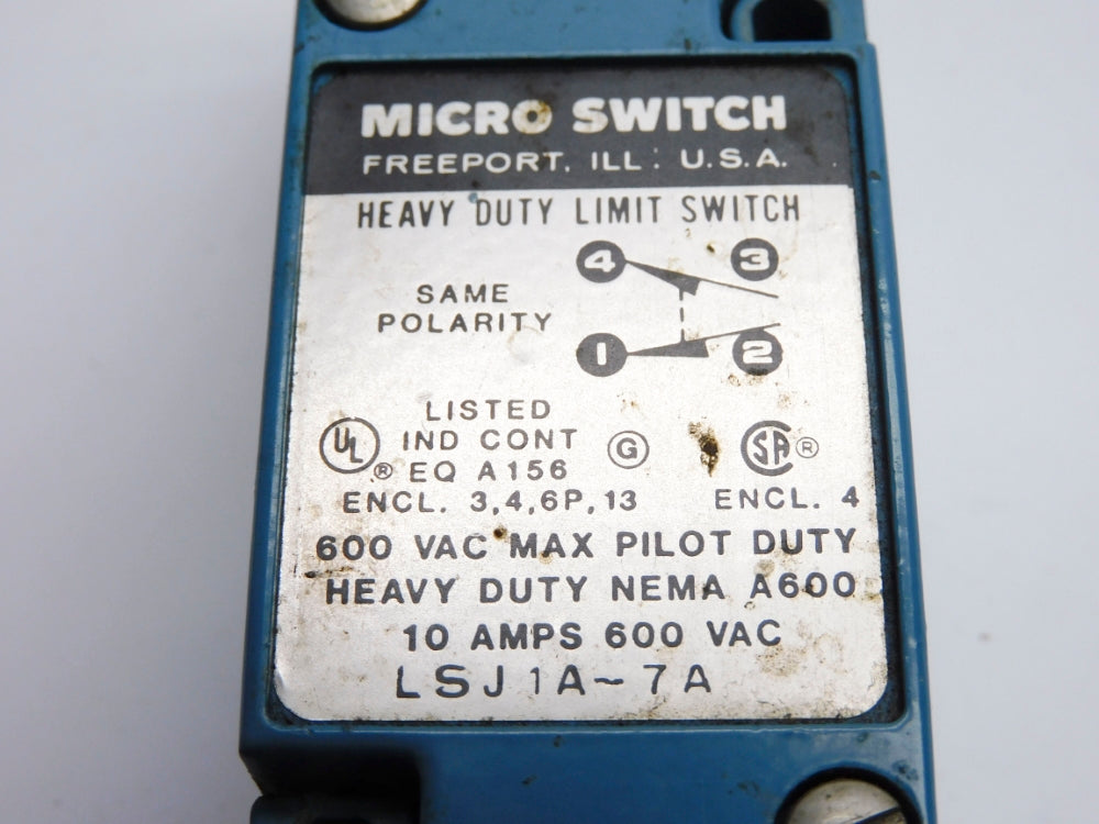 MICRO SWITCH LSJ1A-7A 600VAC 10A UNMP