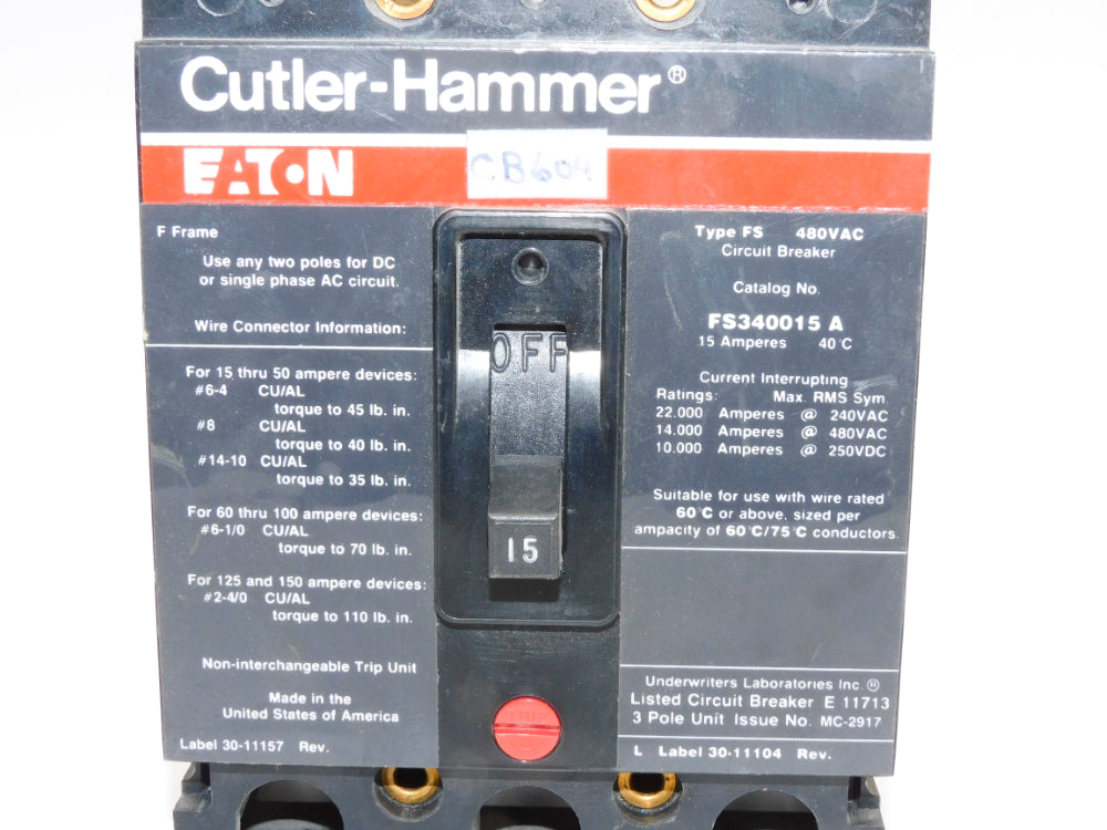 CUTLER HAMMER FS340015A 15A 480VAC UNMP