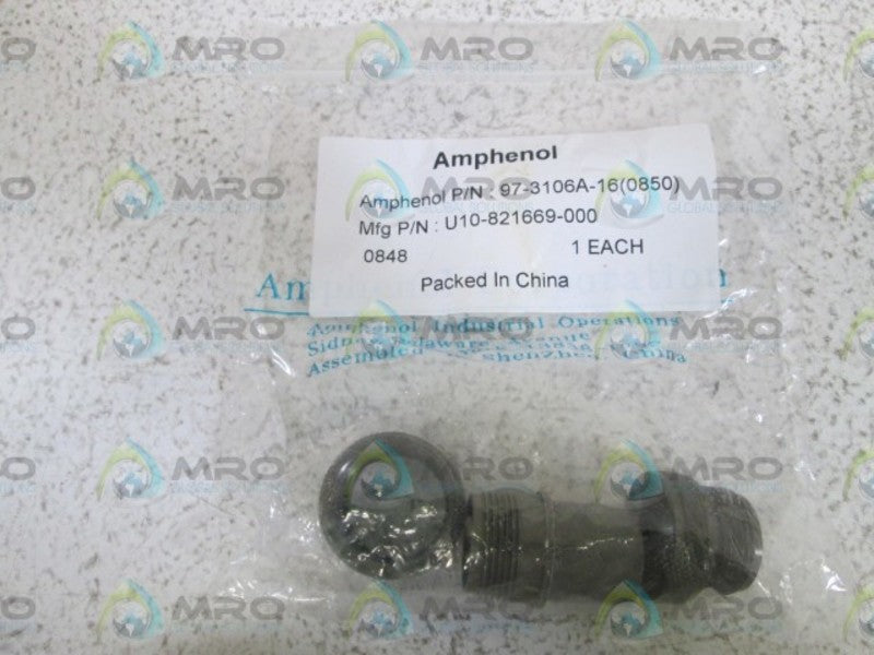 AMPHENOL STRAIGHT CONNECTOR HOUSING 97-3106A-16 (0850) * NEW IN FACTORY BAG *