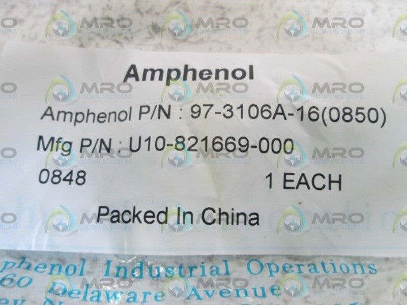 AMPHENOL STRAIGHT CONNECTOR HOUSING 97-3106A-16 (0850) * NEW IN FACTORY BAG *