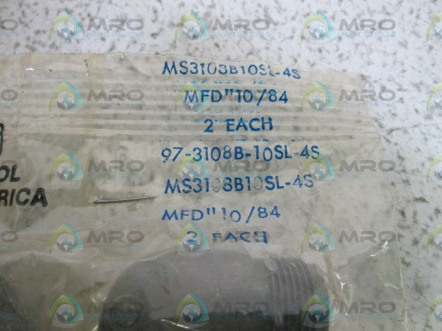 LOT OF 2 AMPHENOL CIRCULAR CONNECTOR PLUG 97-3108B-10SL-4S *NEW IN FACTORY BAG*