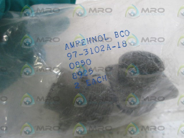 LOT OF 2 AMPHENOL CONNECTOR PLUG SHELL 97-3102A-18 *NEW IN FACTORY BAG*