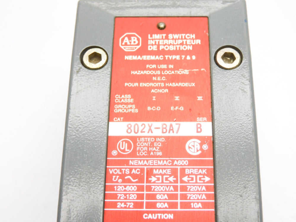 INDUSTRIAL SPARE PART 802X-BA7 SER. B (AS PICTURED) UNMP