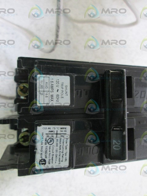 SIEMENS CIRCUIT BREAKER 20A B120HH00S01 *NEW NO BOX*