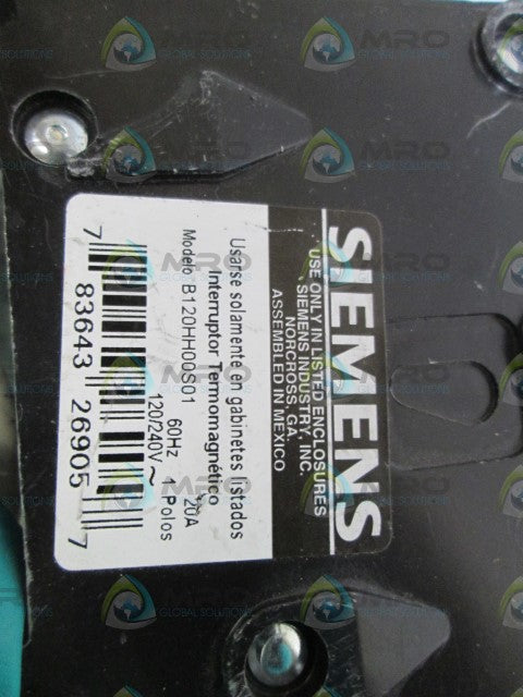 SIEMENS CIRCUIT BREAKER 20A B120HH00S01 *NEW NO BOX*