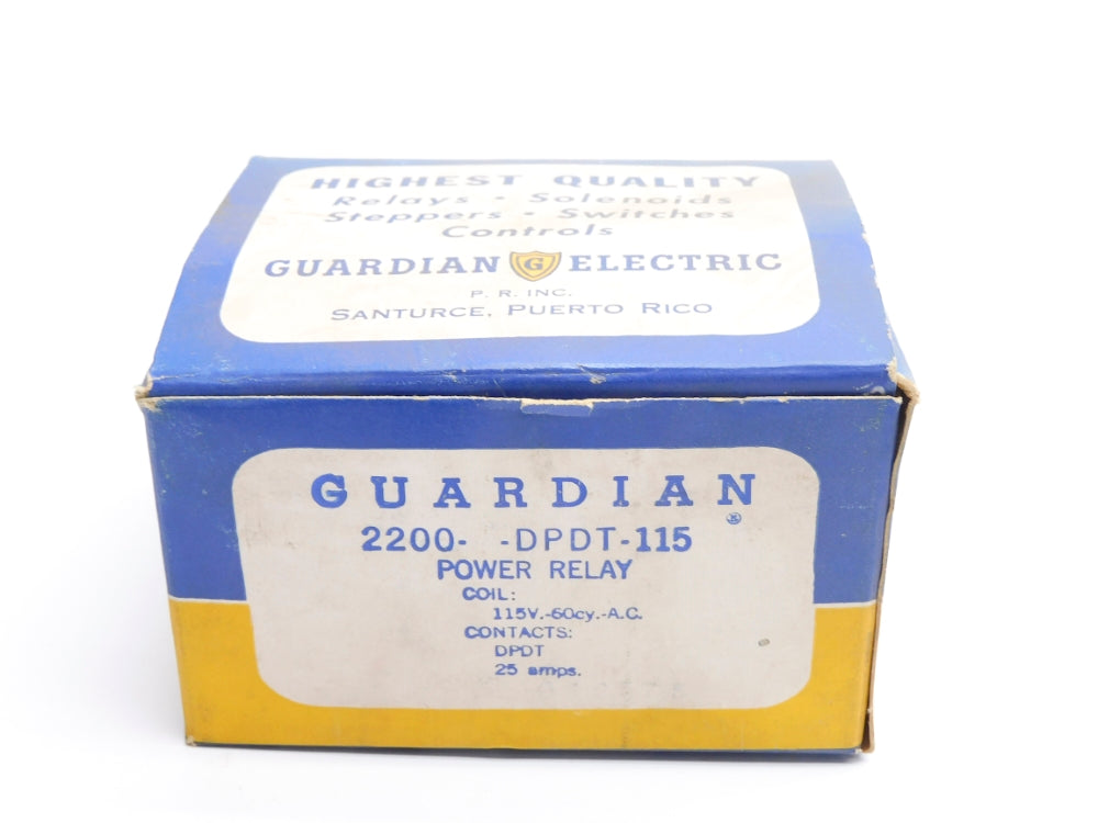 GUARDIAN ELECTRIC 2200-DPDT-115 115V 25A NSMP