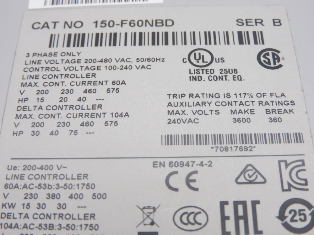 ALLEN BRADLEY 150-F60NBD SER. B F/W 6.008 (BR/WH) NSMP