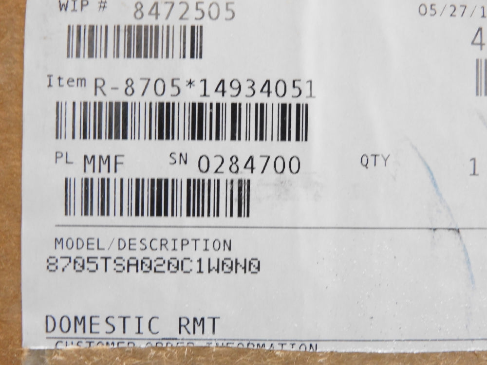 ROSEMOUNT 8705TSA020C1W0N0 285PSI 2" NSMP