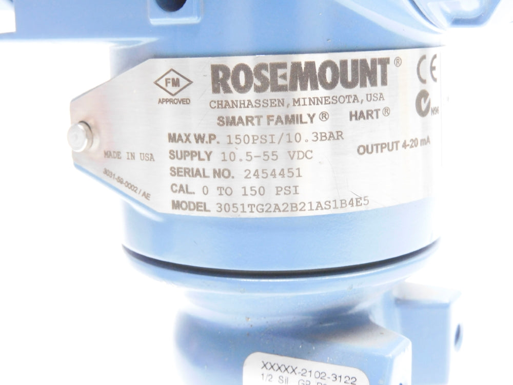 ROSEMOUNT 3051TG2A2B21AS1B4E5 0-150PSI NUPI