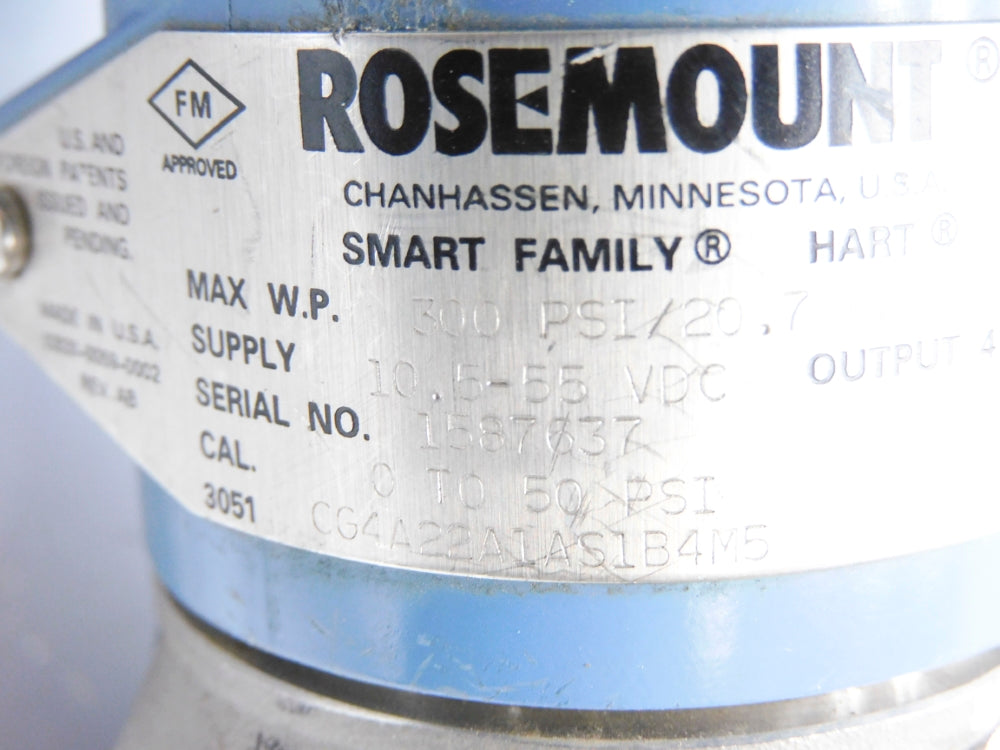 ROSEMOUNT 3051CG4A22A1AS1B4M5 0-50PSI NSNP
