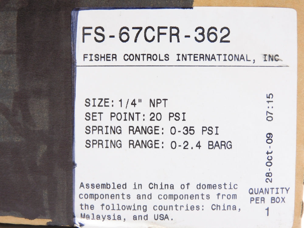 FISHER CONTROLS FS-67CFR-362 0-35PSI NSMP