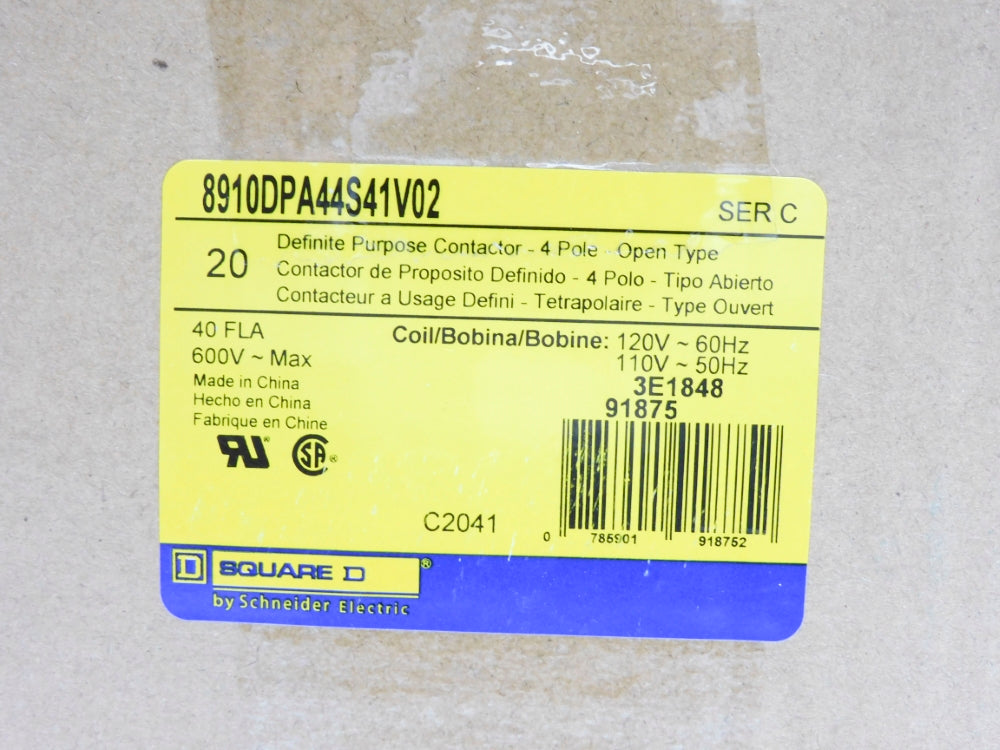 SQUARE D 8910DPA44S41V02 SER. C 120/110V (PKG OF 20) NSMP