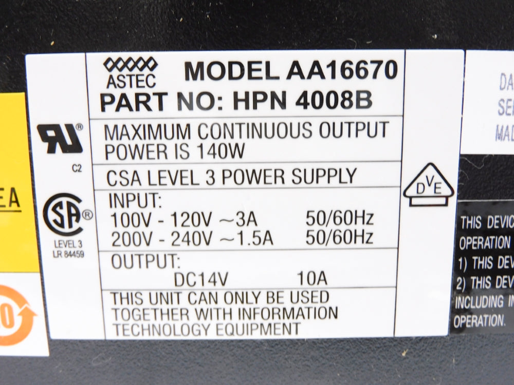 ASTEC MOTOROLA AA16670 HPN4008B NSNP
