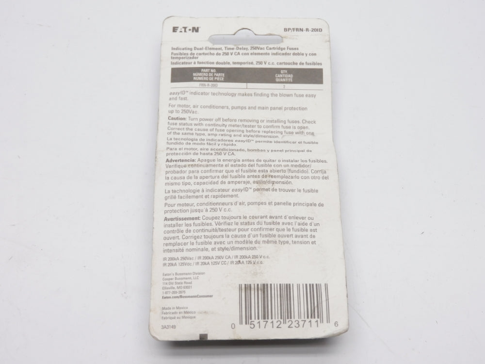 EATON FRN-R 20A 250VAC (PKG OF 2) NSMP
