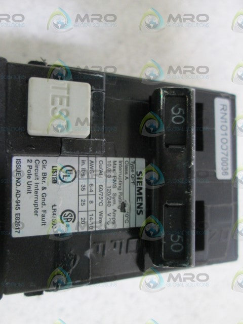SIEMENS CIRCUIT BREAKER 50-50A QPF *NEW NO BOX*