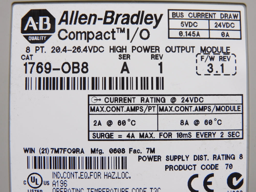ALLEN BRADLEY 1769-OB8 SER. A F/W 3.1 NSNP