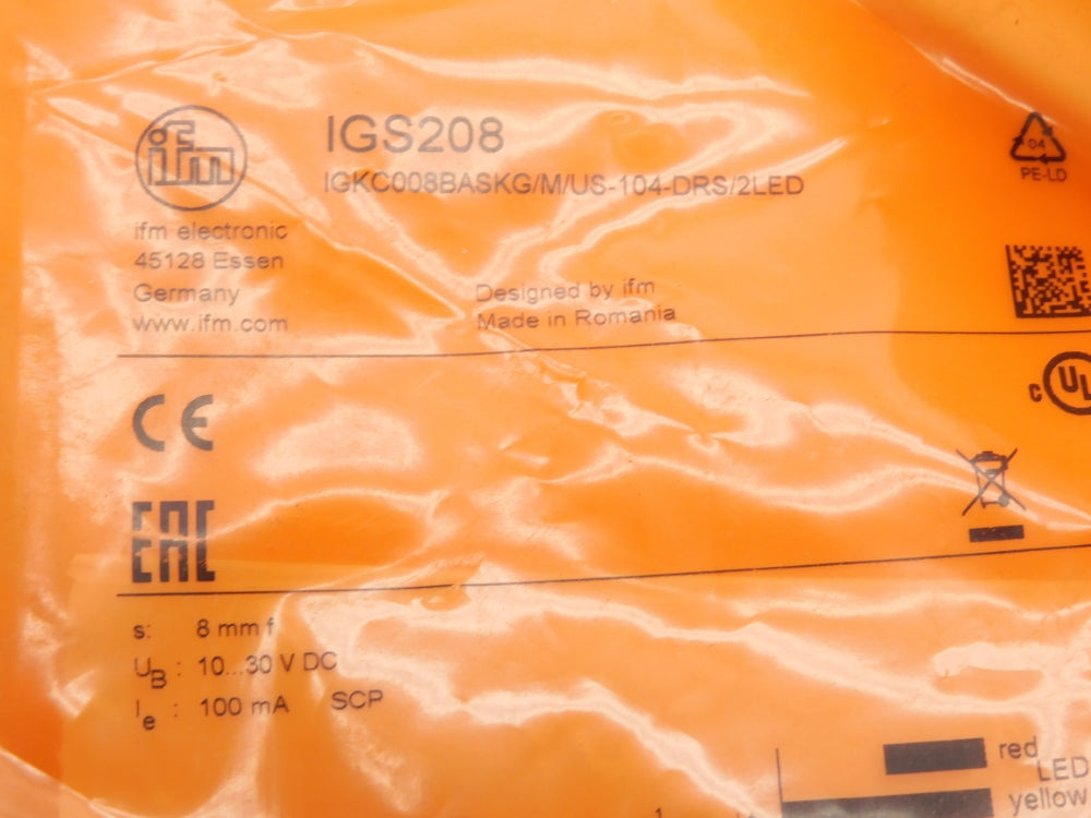 IFM EFECTOR IGKC008BASKG/M/US-104-DRS/2LED IGS208 10-30VDC NSMP