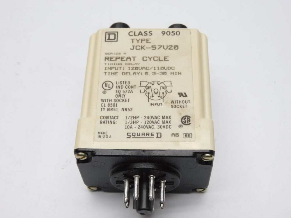 SQUARE D 9050JCK57V20 SER. A 120VAC/110VDC 0.3-30MIN NSMP