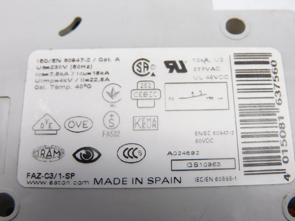 EATON FAZ-C3/1-SP 3A 277VAC NSNP