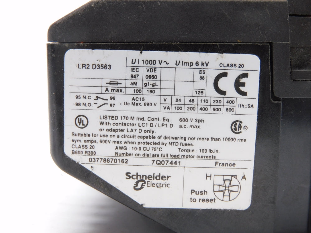 TELEMECANIQUE LR2D3563 600V 63-80A UNMP