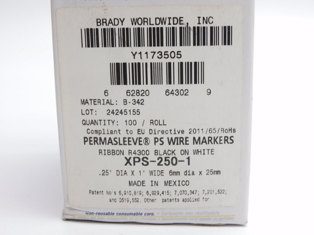 BRADY XPS-250-1 (PKG OF 100) NSMP