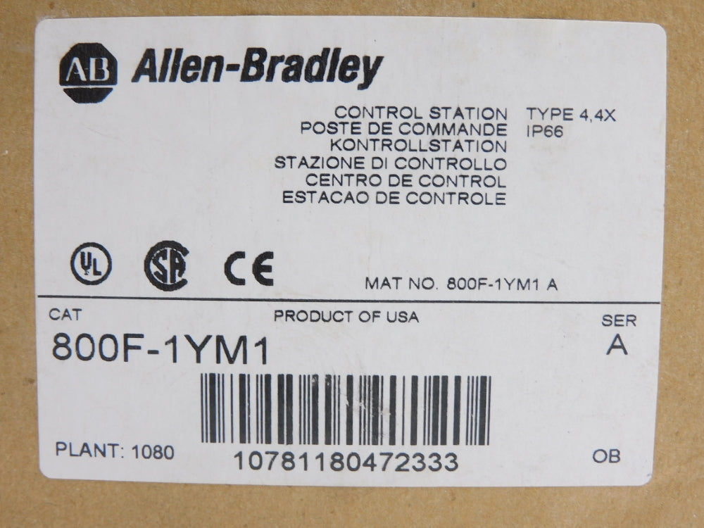 ALLEN BRADLEY 800F-1YM1 SER. A (BR/WH) NSMP