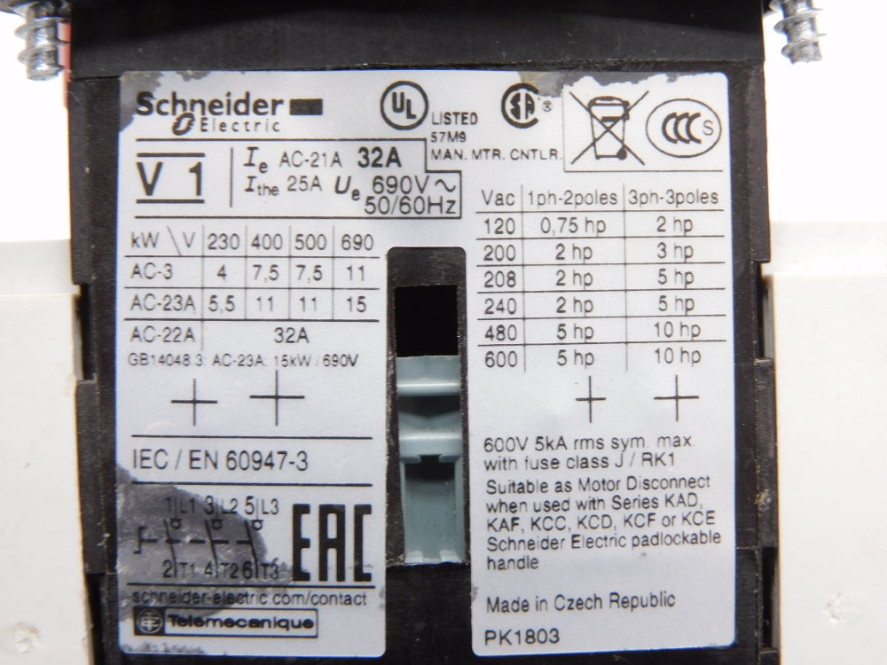 SCHNEIDER ELECTRIC V1 690V 32A UNMP