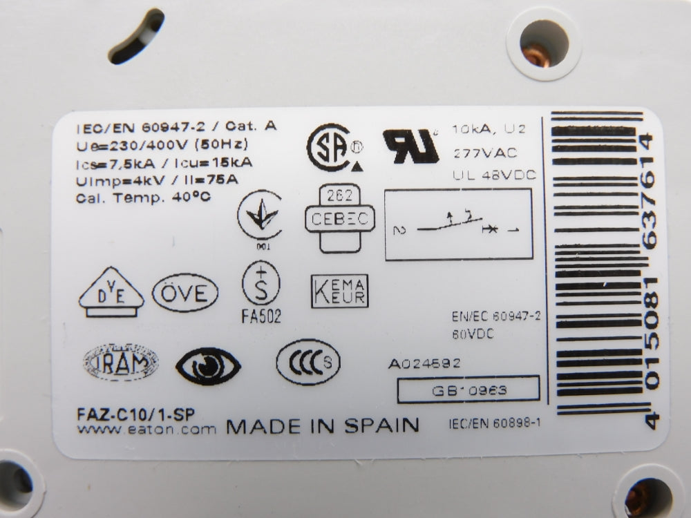 EATON FAZ-C10/1-SP 277VAC 10A NSMP