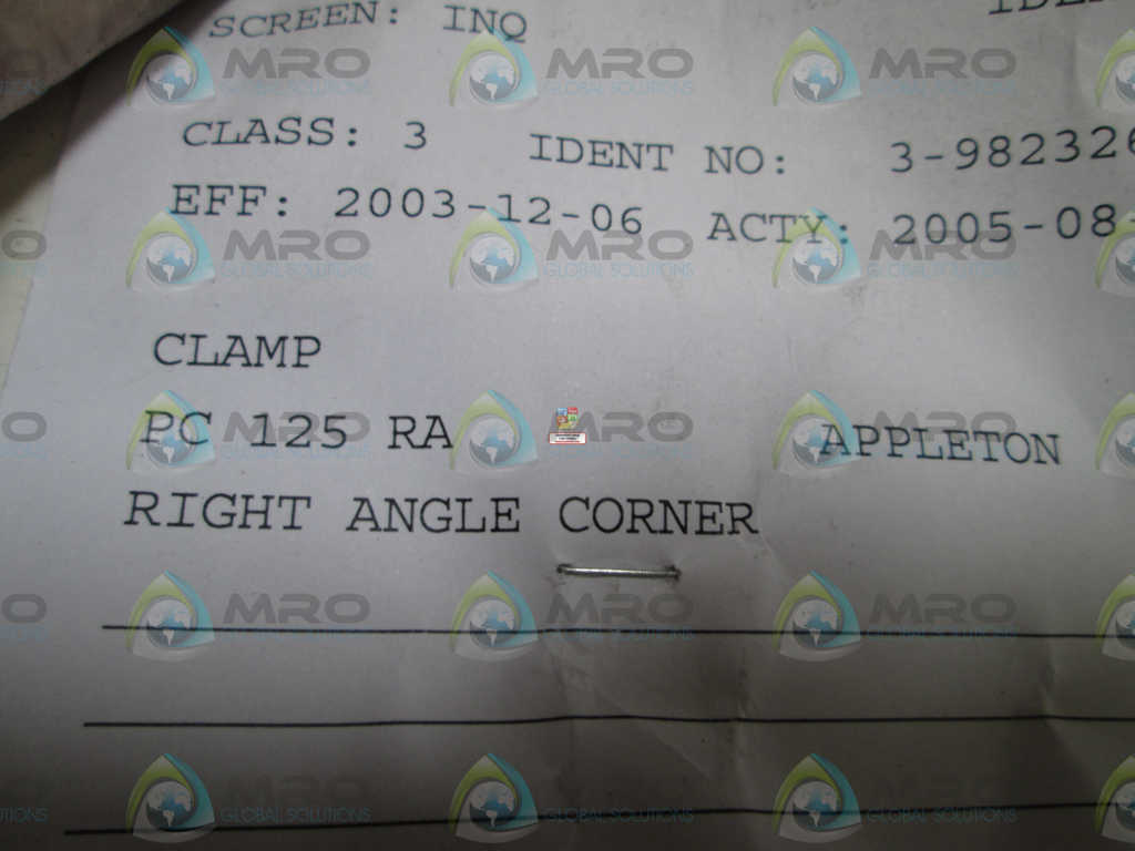 LOT OF 8 APPLETON 1 1/4" RIGHT ANGLE CORNER CLAMP PC125RA *NEW NO BOX*