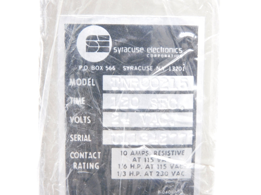 SYRACUSE ELECTRONICS TNR00215 24VAC 120SEC NSMP
