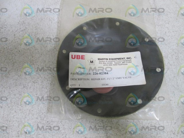 UBE REPAIR KIT, 1-1/2" / 2" UMV VALVE 226-02384 *NEW IN BAG*