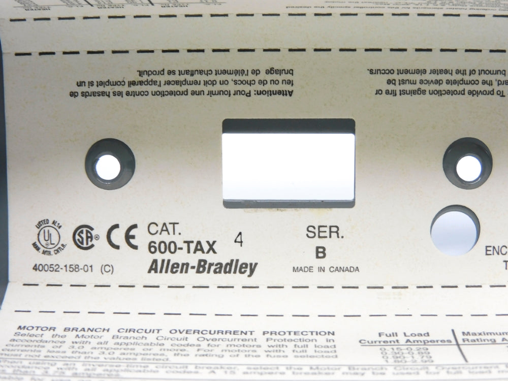 ALLEN BRADLEY 600-TAX4 SER. B 277V 15A NSNP