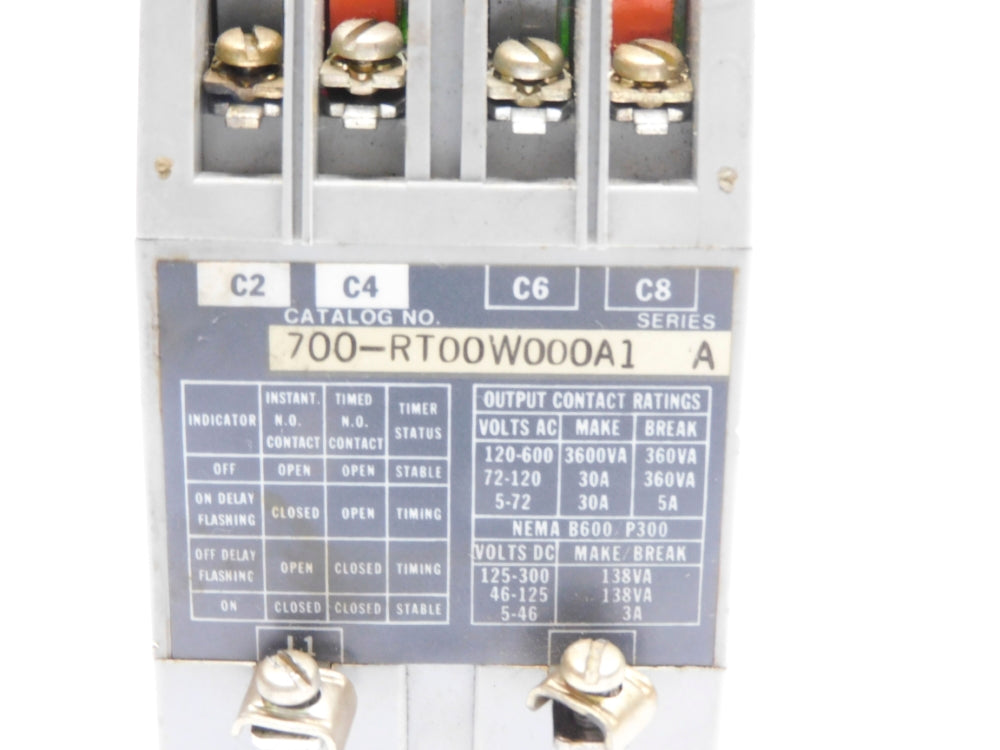 ALLEN BRADLEY 700-RT00W000A1 SER. A 600VAC .2-9SEC UNMP