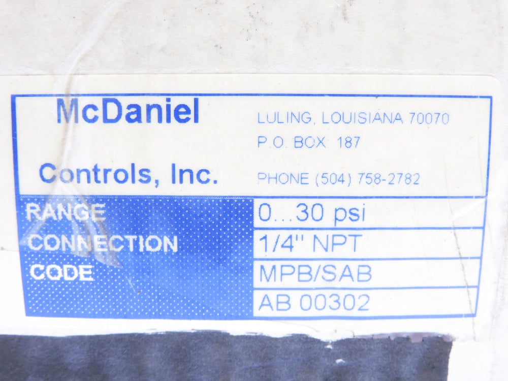 MCDANIEL CONTROLS AB00302 MPB/SAB 0-30PSI NSMP