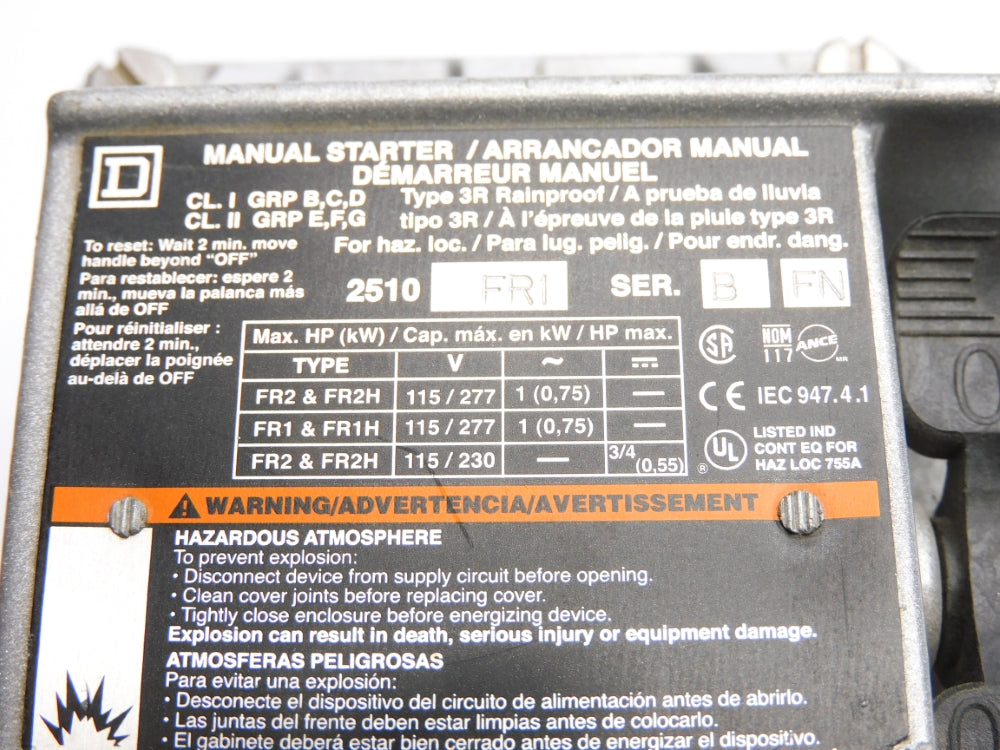 SQUARE D 2510FR1 SER. B UNMP