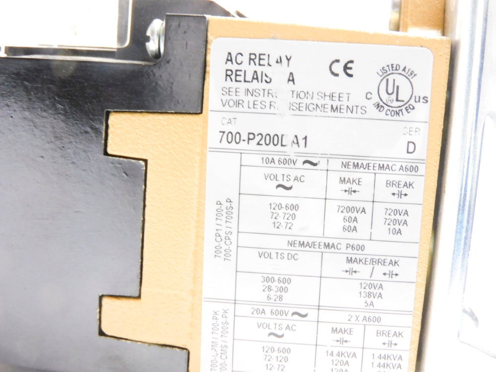 ALLEN BRADLEY 700-P200DA1 SER. D 115-120V NSNP