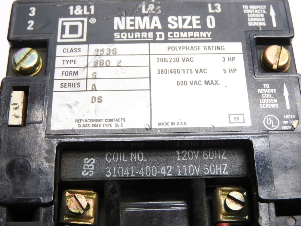 SQUARE D 8536SB02S SER. A UNMP
