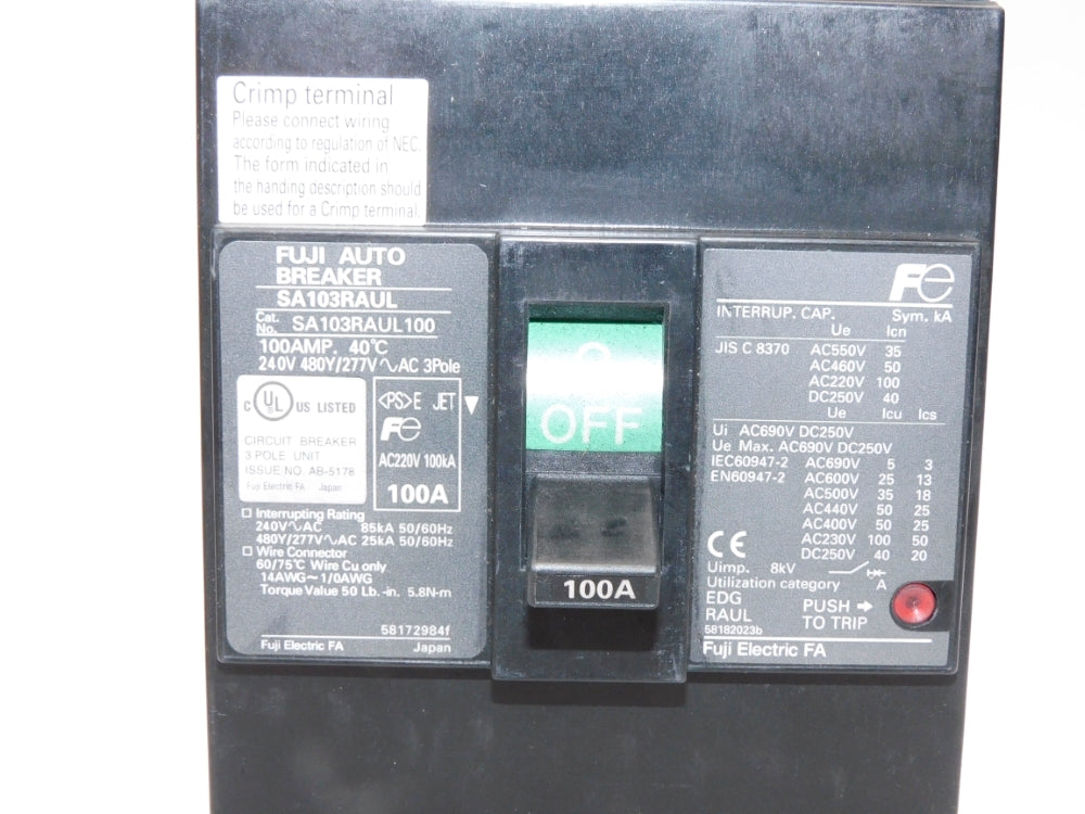 FUJI ELECTRIC SA103RAUL 100A 277V NSMP