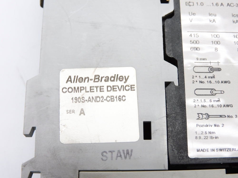 ALLEN BRADLEY 190S-AND2-CB16C SER. A UNMP
