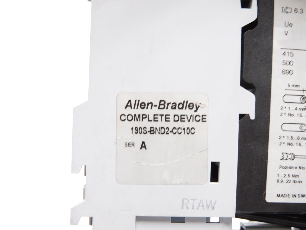 ALLEN BRADLEY 190S-BND2-CC10C SER. A UNMP
