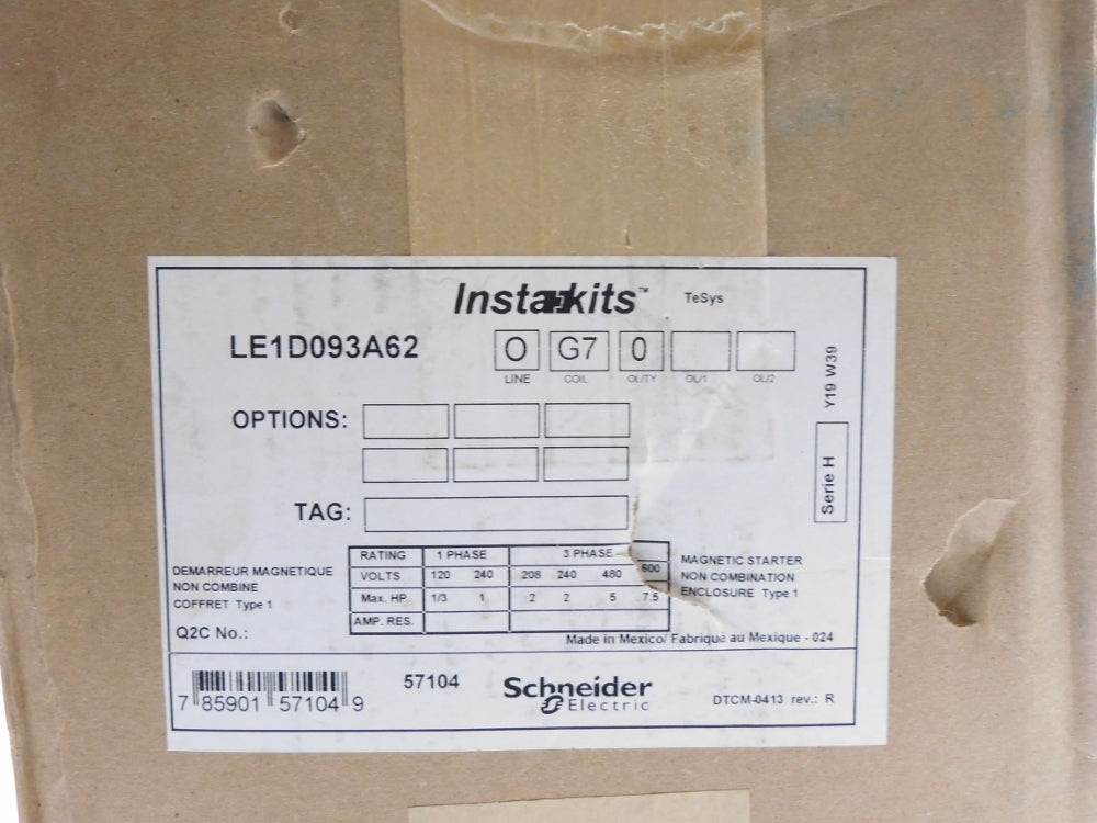 SCHNEIDER ELECTRIC LE1D093A62OG70 SER. H NSFS