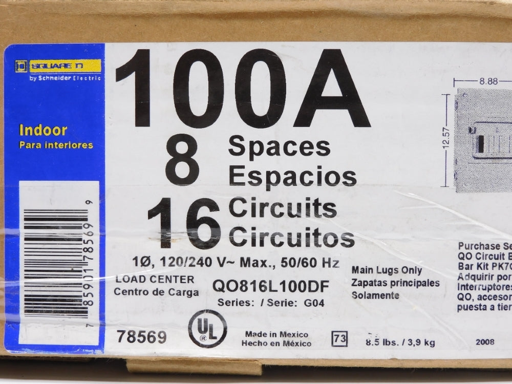 SQUARE D Q0816L100DF SER. G04 (AS PICTURED) NSMP