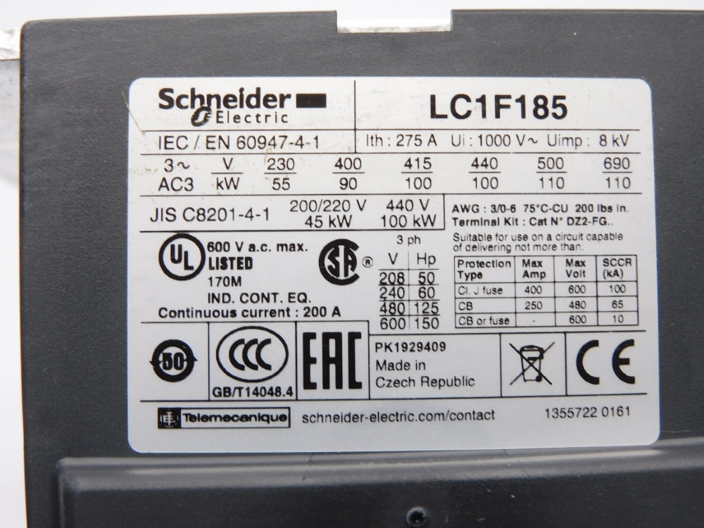 SCHNEIDER ELECTRIC LC1F185F7 110V NSMP