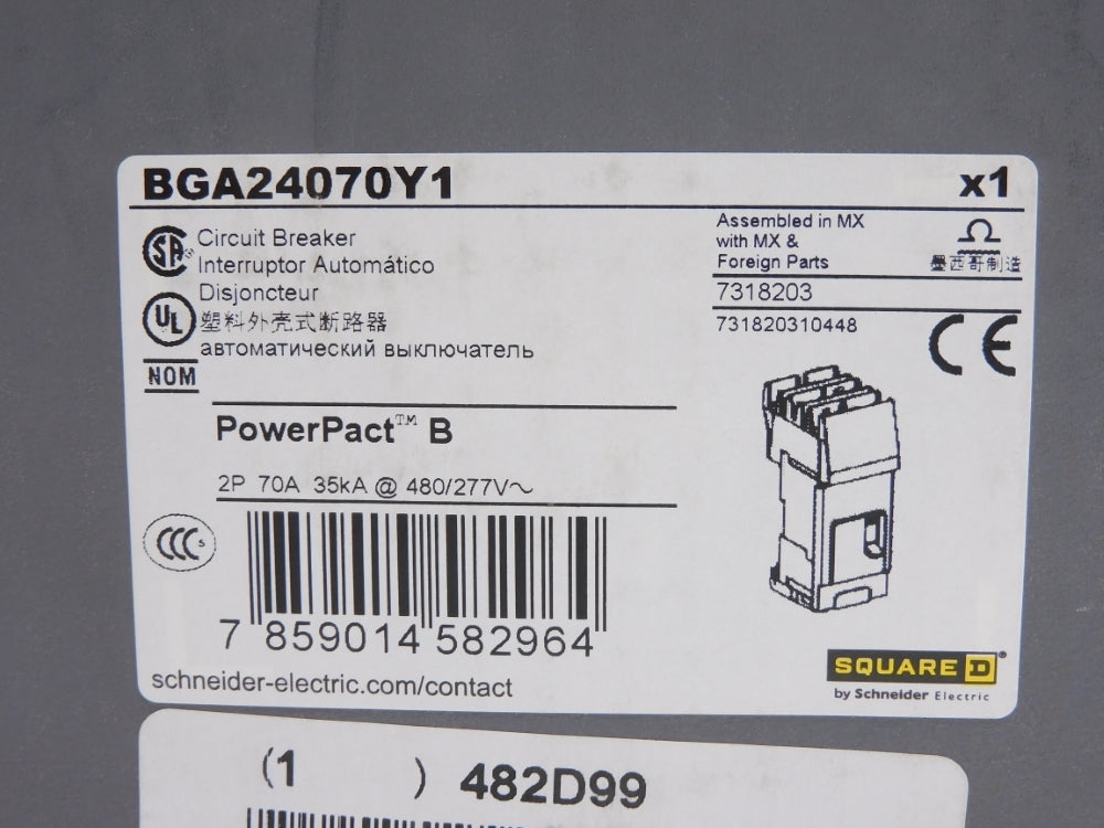 SQUARE D BGA24070Y1 70A 480/277V NSMP