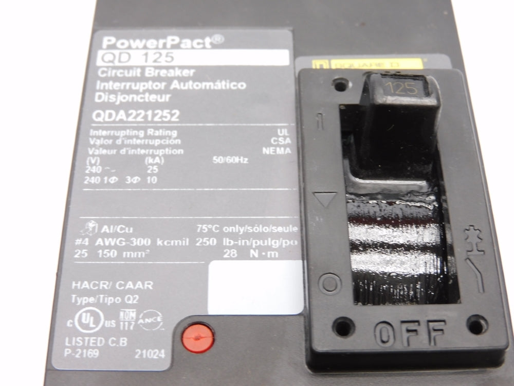 SQUARE D QDA221252 125A 240V NSMP